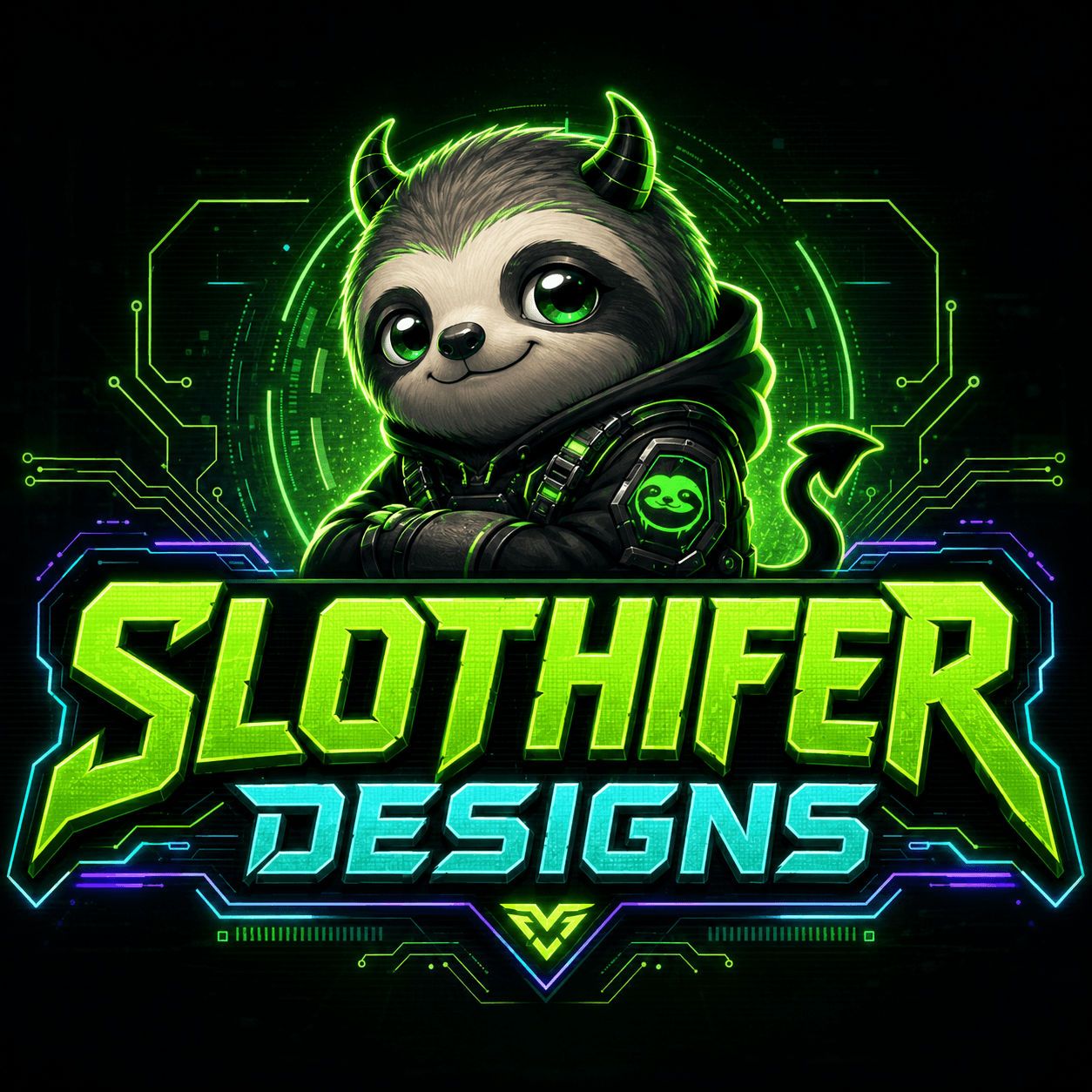 Cute chibi devil sloth mascot for Slothifer Designs